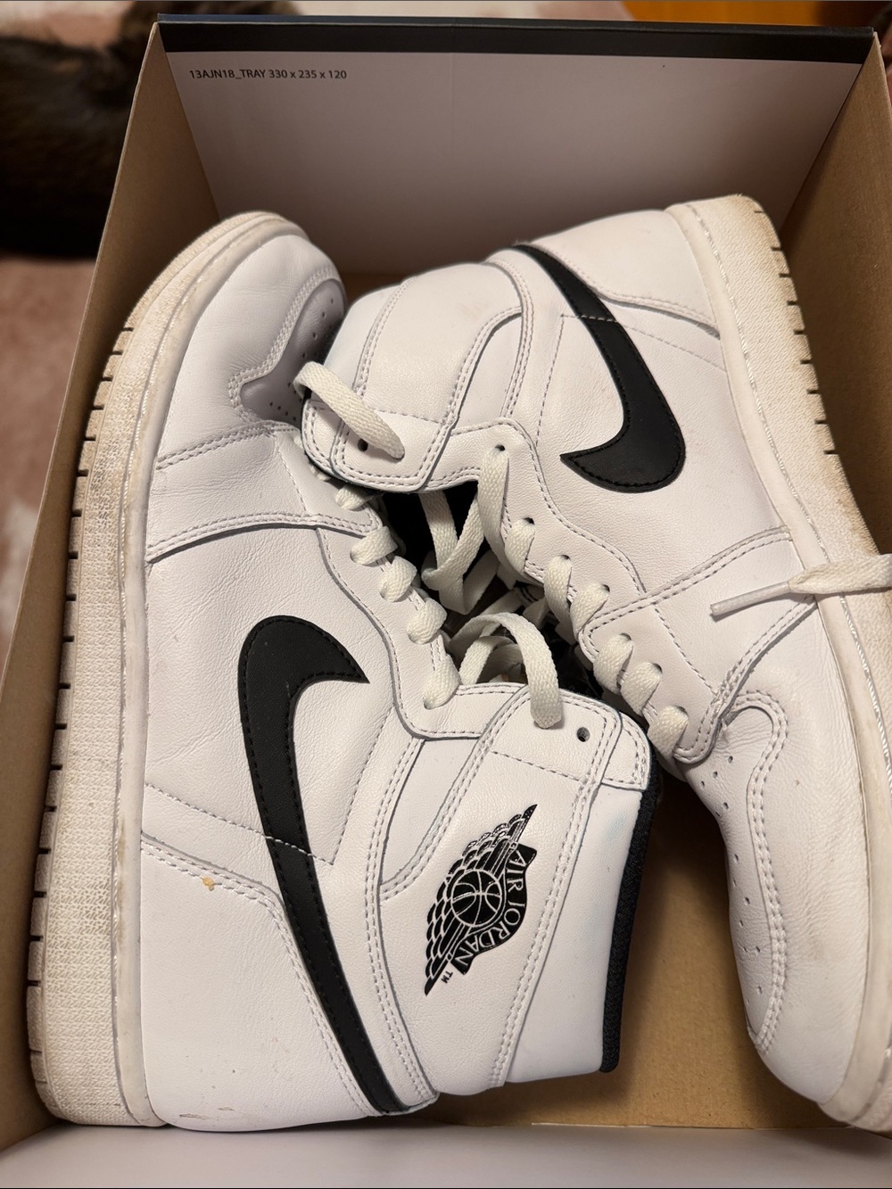 Nike White and Black High-Top Sneakers